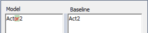 Showing a difference in a baseline comparison in Sparx Systems Enterprise Architect.