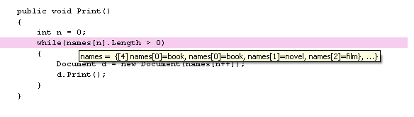 Array Intellisense during debugging