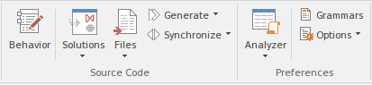 Part of the Code ribbon in Sparx Systems Enterprise Architect.
