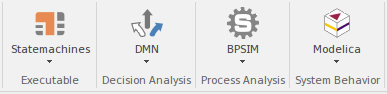 Part of the Simulate ribbon in Sparx Systems Enterprise Architect.