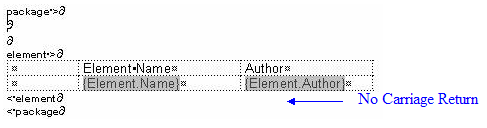 A correct setting with no Paragragh set under a table to ensure the Table rows are concatentated using Sparx Systems Enterprise Architect.