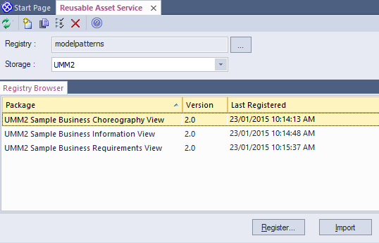 Downloading the UN/CEFACT Modelling Methodology (UMM) framework from Enterprise Architect's Resuable Asset Service