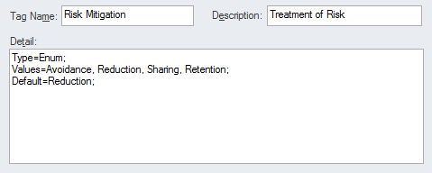 Defining an enumeration tagged value type in Sparx Systems Enterprise Architect.