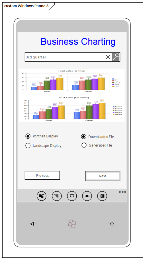 Example Windows Phone-8 Wireframe diagram in Sparx Systems Enterprise Architect